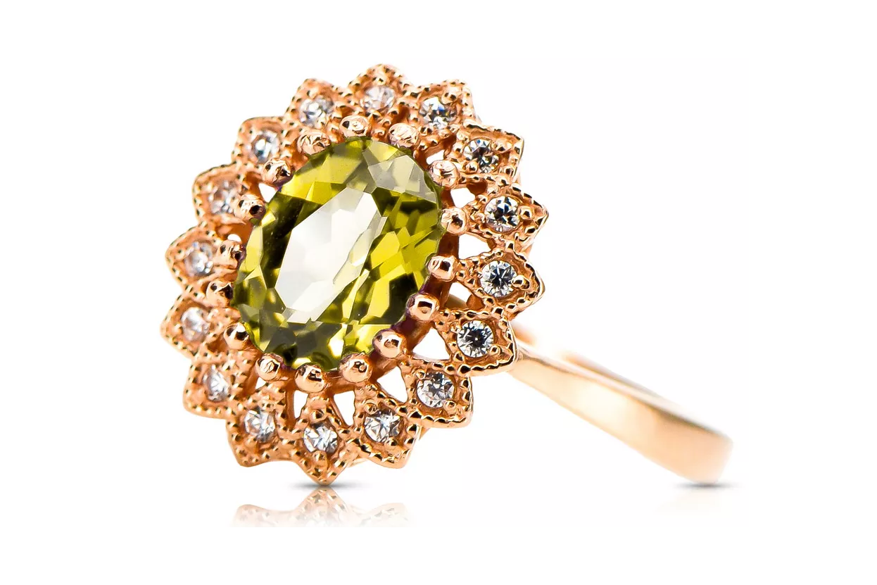 Vintage Jewlery Ring Yellow Peridot Original Vintage 14K Rose Gold crc012r Vintage Jewlery Ring Yellow Peridot Original Vintage 14K Rose Gold crc012r