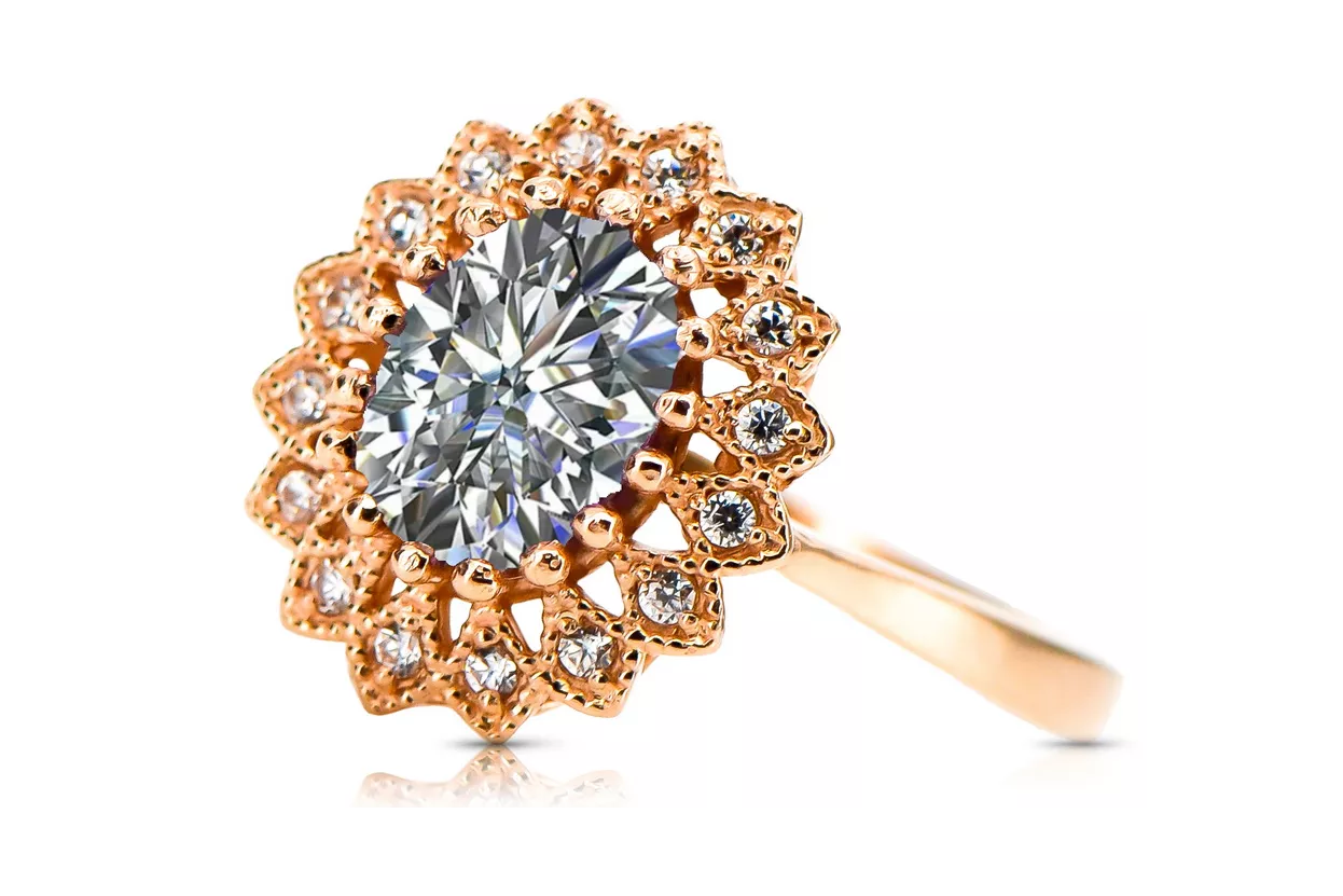 Original Vintage 14K Rose Gold Zircon Ring Vintage style crc012r Original Vintage 14K Rose Gold Zircon Ring Vintage style crc012r