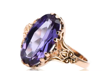 Каблучка з російського радянського трояндового золота 585 проби, олександриту, рубіна та смарагду, сапфіру та циркону vrc058