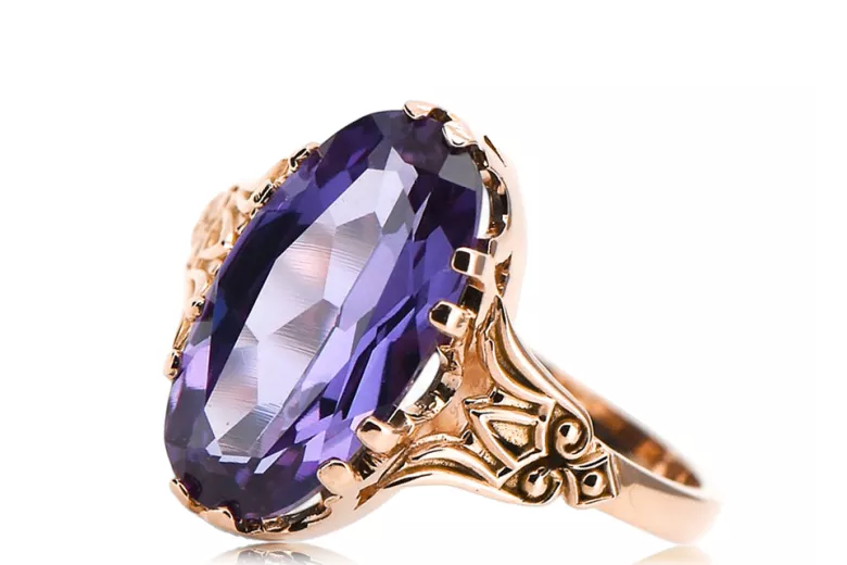 Russian Soviet rose 14k 585 gold Alexandrite Ruby Emerald Sapphire Zircon ring  vrc058