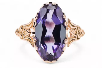 Каблучка з російського радянського трояндового золота 585 проби, олександриту, рубіна та смарагду, сапфіру та циркону vrc058