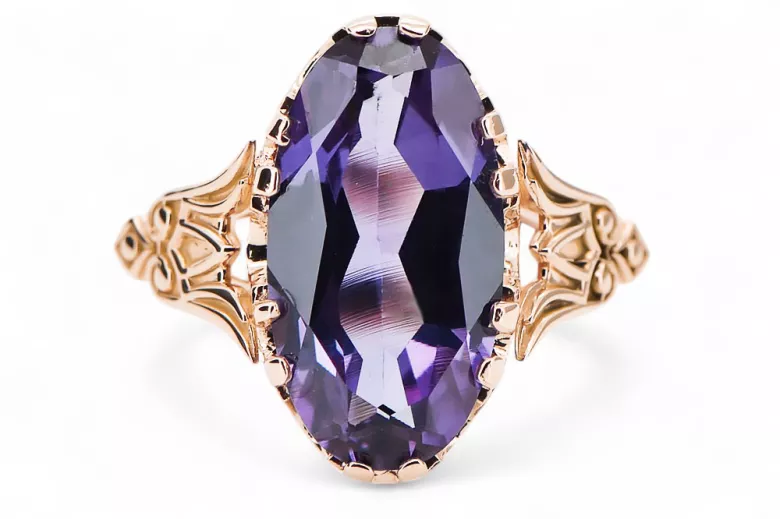 Russian Soviet rose 14k 585 gold Alexandrite Ruby Emerald Sapphire Zircon ring  vrc058