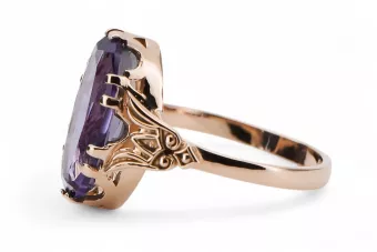 Pierścionek z różowego czerwonego 14k złota 585 z Aleksandrytem vrc058 Rosyjski Vintage styl