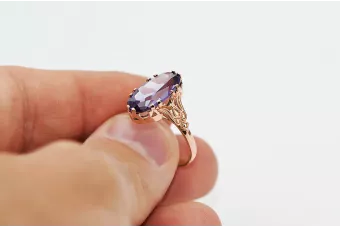 Russische Sowjetrose 14k 585 gold Alexandrite Ruby Emerald Saphir Zircon Ring vrc058