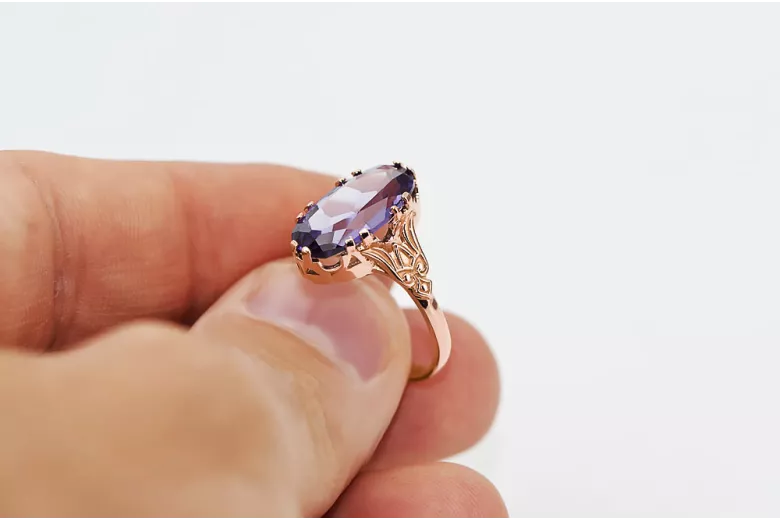 Russian Soviet rose 14k 585 gold Alexandrite Ruby Emerald Sapphire Zircon ring  vrc058
