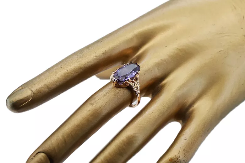 Russian Soviet rose 14k 585 gold Alexandrite Ruby Emerald Sapphire Zircon ring  vrc058