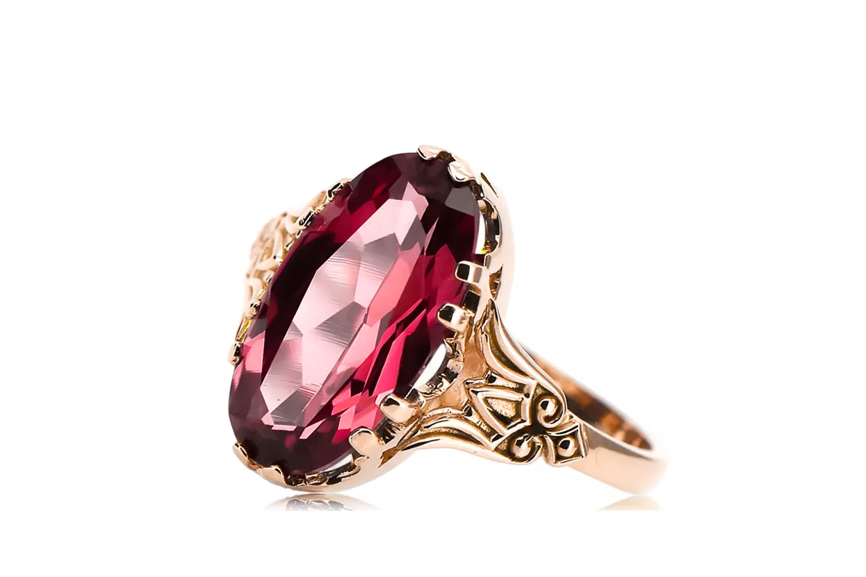 Ring Vintage Stil Rubinrot Originales Vintage-Roségold aus 14 Karat vrc058r Ring Vintage Stil Rubinrot Originales Vintage-Roségold aus 14 Karat vrc058r