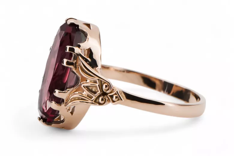 Ring Vintage Stil Rubinrot Originales Vintage-Roségold aus 14 Karat vrc058r