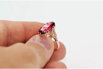 Oro rosa antiguo original de 14k Rubí Anillo Vintage vrc058r