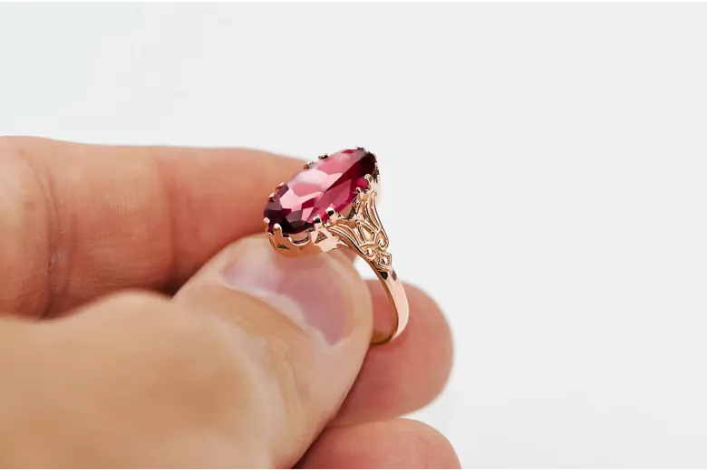 Ring Vintage Stil Rubinrot Originales Vintage-Roségold aus 14 Karat vrc058r