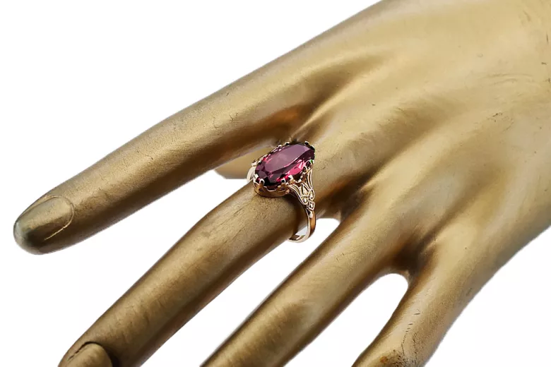 Ring Vintage Stil Rubinrot Originales Vintage-Roségold aus 14 Karat vrc058r