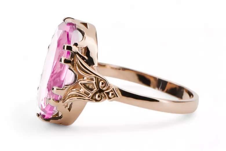 Vintage Anillo Amatista Oro rosa antiguo original de 14k vrc058r