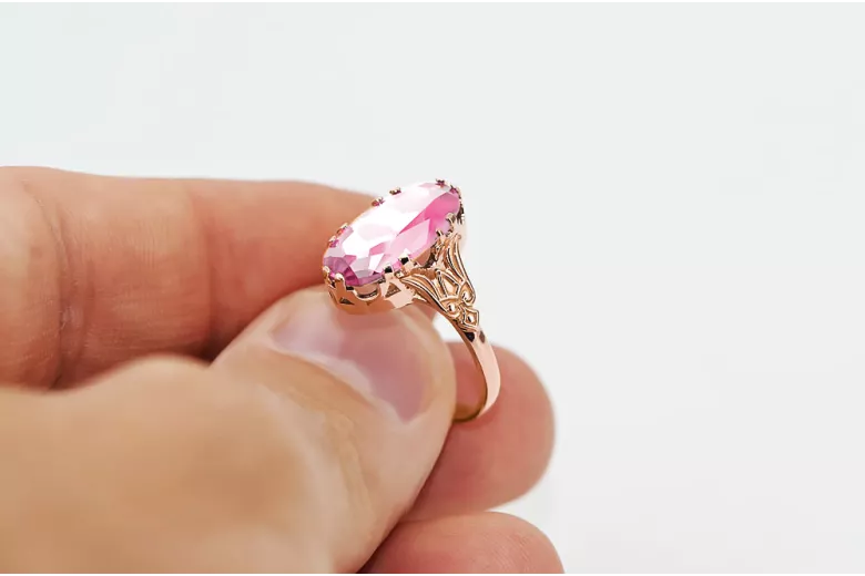 Original vintage din aur roz de 14k Ametist Inel Vintage bijuterii vrc058r