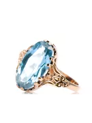 Aguamarina Oro rosa antiguo original de 14k Anillo Estilo vintage vrc058r