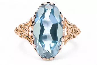 Žiedas Vintage Akvamarinas Originalus 14k rožinio aukso vintage vrc058r