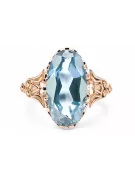 Aguamarina Oro rosa antiguo original de 14k Anillo Estilo vintage vrc058r