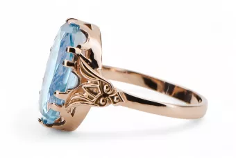 Žiedas Vintage Akvamarinas Originalus 14k rožinio aukso vintage vrc058r