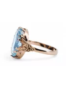 Aguamarina Oro rosa antiguo original de 14k Anillo Estilo vintage vrc058r