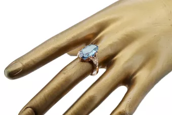 Žiedas Vintage Akvamarinas Originalus 14k rožinio aukso vintage vrc058r