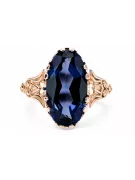 Saphir Or rose 14 carats vintage d'origine Anneau Vintage vrc058r