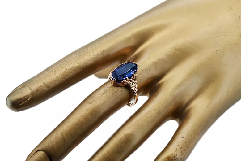 Originalus 14k rožinio aukso vintage Sapyras Žiedas Vintažiniai amatai vrc058r