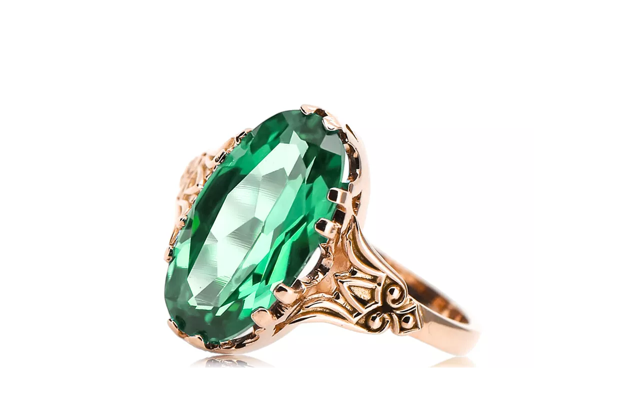 Anneau Artisanat vintage Émeraude Or rose 14 carats vintage d'origine vrc058r Anneau Artisanat vintage Émeraude Or rose 14 carats vintage d'origine vrc058r