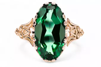 Vintažiniai amatai Žiedas Smeraldai Originalus 14k rožinio aukso vintage vrc058r