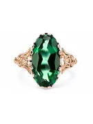 Anneau Artisanat vintage Émeraude Or rose 14 carats vintage d'origine vrc058r
