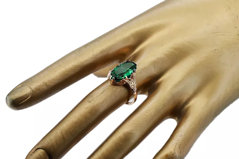 Anillo Vintage Esmeralda Oro rosa antiguo original de 14k vrc058r