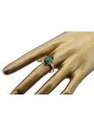 Original vintage din aur roz de 14k Smarald Inel Vintage Craft  vrc058r