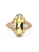 Geltonasis peridotas Originalus 14k rožinio aukso vintage Žiedas Vintage vrc058r