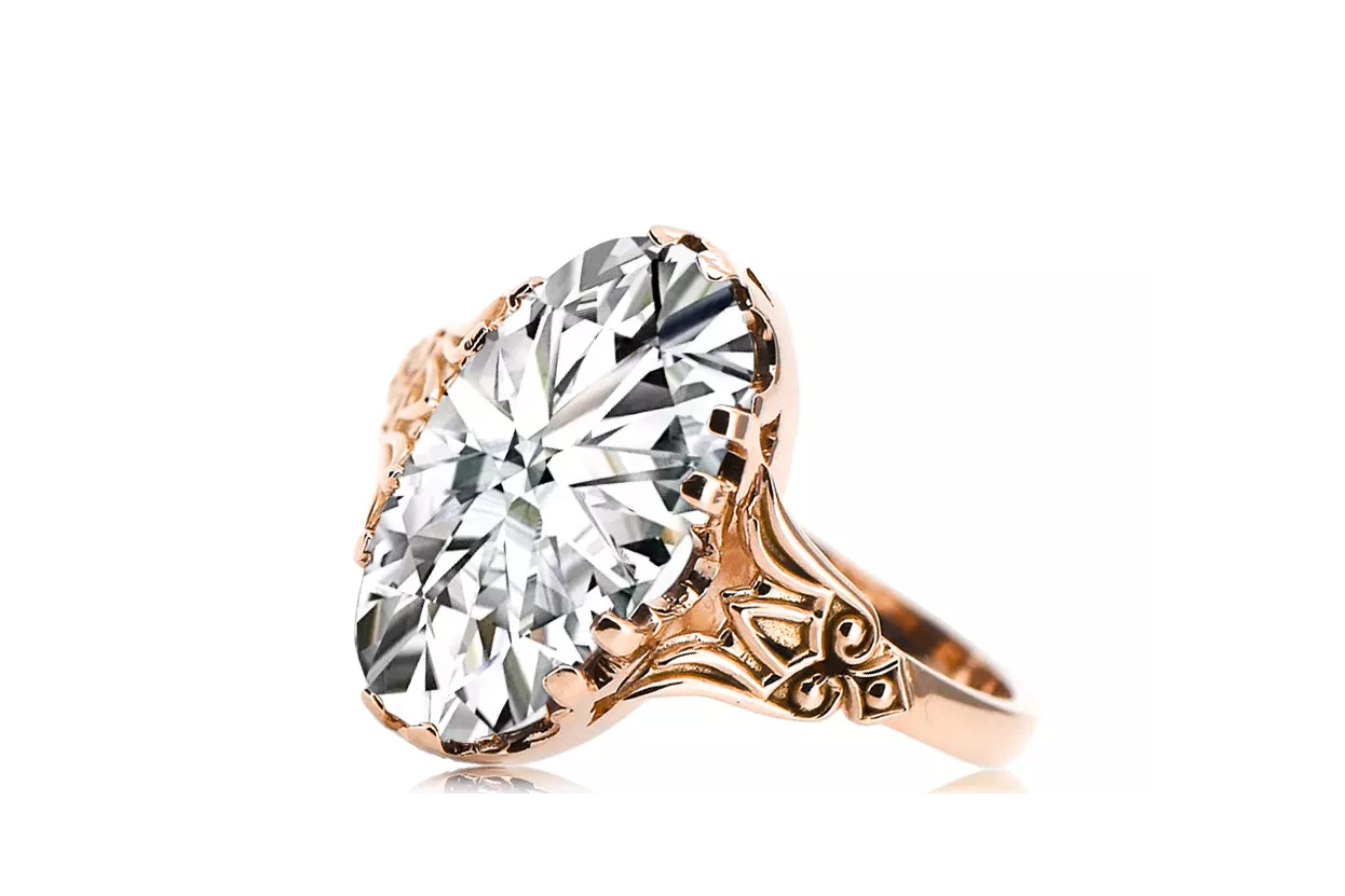 Zircon Or rose 14 carats vintage d'origine Anneau Bijoux vintage vrc058r Zircon Or rose 14 carats vintage d'origine Anneau Bijoux vintage vrc058r