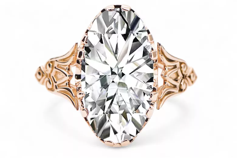 Zircon Or rose 14 carats vintage d'origine Anneau Bijoux vintage vrc058r