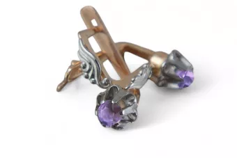 الأقراط الوردية الوردية 14k 585 الذهبية الكساندريت vec150r النمط السوفيتي الروسي