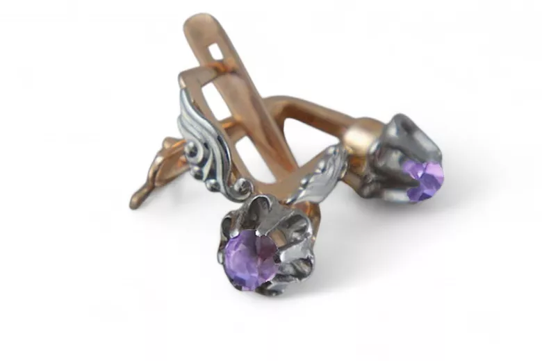 Roz roz 14k 585 de aur cercei alexandrite vec150r Vintage stil sovietic rus