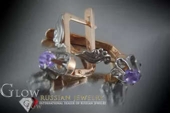 Boucles d'oreilles en alexandrite rose 14 carats 585, style vintage soviétique russe, vec150rw