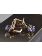 Rose pink 14k 585 gold alexandrite earrings vec150r Vintage Soviet Russian style
