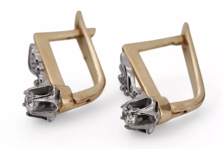 Earrings Vintage Jewlery Zircon Original Vintage 14K Rose White Gold vec150r