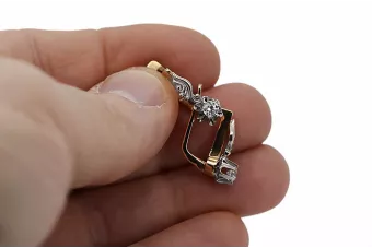 Циркон Оригинальное винтажное розовое и белое золото 14 карат Серьги Винтаж стиль vec150rw