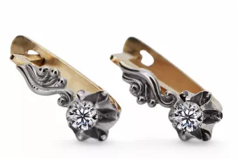 Artesanía vintage Pendientes Ajuste Oro rosa y blanco vintage original de 14k vec150rw