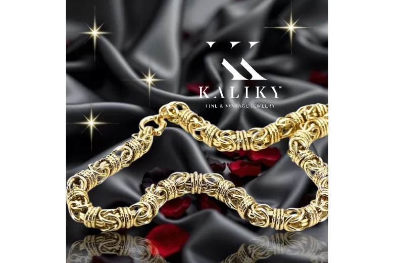 Yellow 14k gold modern Byzantina king bracelet cb009y