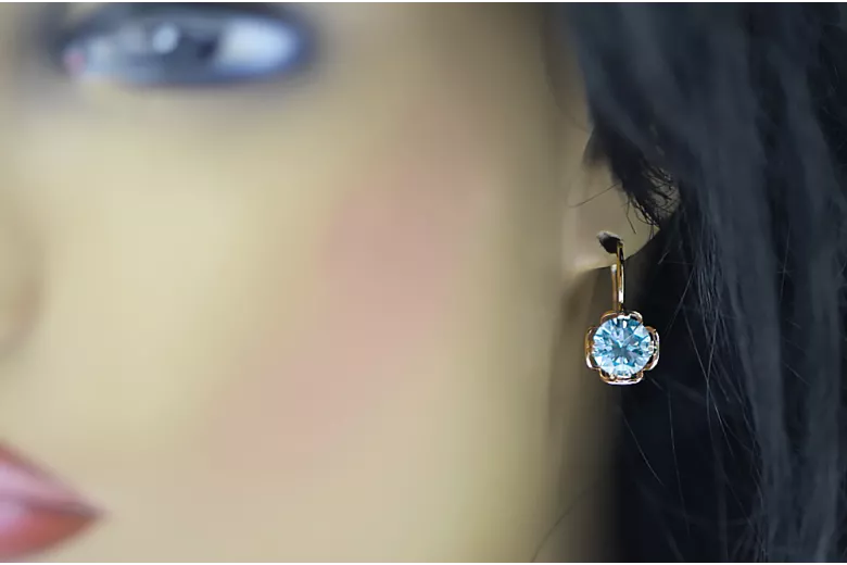 Aquamarine Original Vintage 14K Rose Gold Earrings Vintage Jewlery vec029r