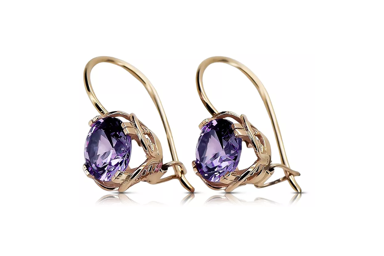 Alexandrite Original Vintage 14K Rose Gold Earrings Vintage vec029r Alexandrite Original Vintage 14K Rose Gold Earrings Vintage vec029r