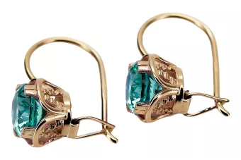 Earrings Vintage Jewlery Emerald Original Vintage 14K Rose Gold vec029r