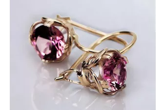 Ruby Original Vintage 14K Rose Oro Pendientes vec029r