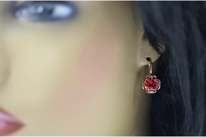 Ruby Original Vintage 14K Rose Gold Earrings vec029r