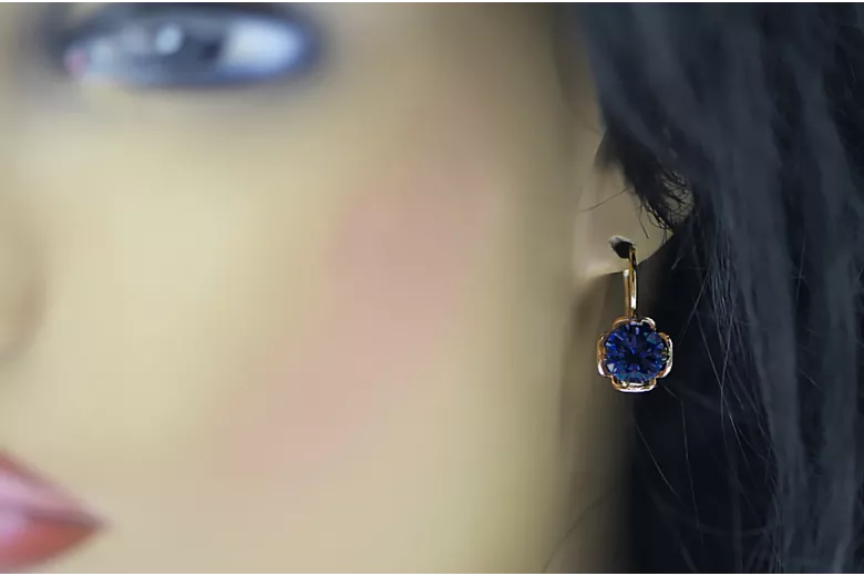 Sapphire Original Vintage 14K Rose Gold Earrings Vintage craft vec029r
