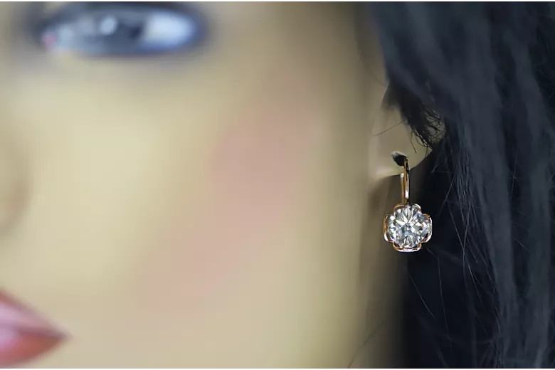 Earrings Vintage style Zircon Original Vintage 14K Rose Gold vec029r