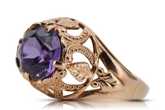 Ruso soviético rosa 14k 585 oro Alexandrite Ruby Esmeralda anillo Zircon vrc080