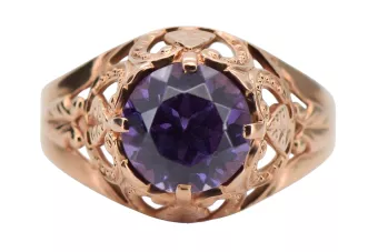 Ruso soviético rosa 14k 585 oro Alexandrite Ruby Esmeralda anillo Zircon vrc080